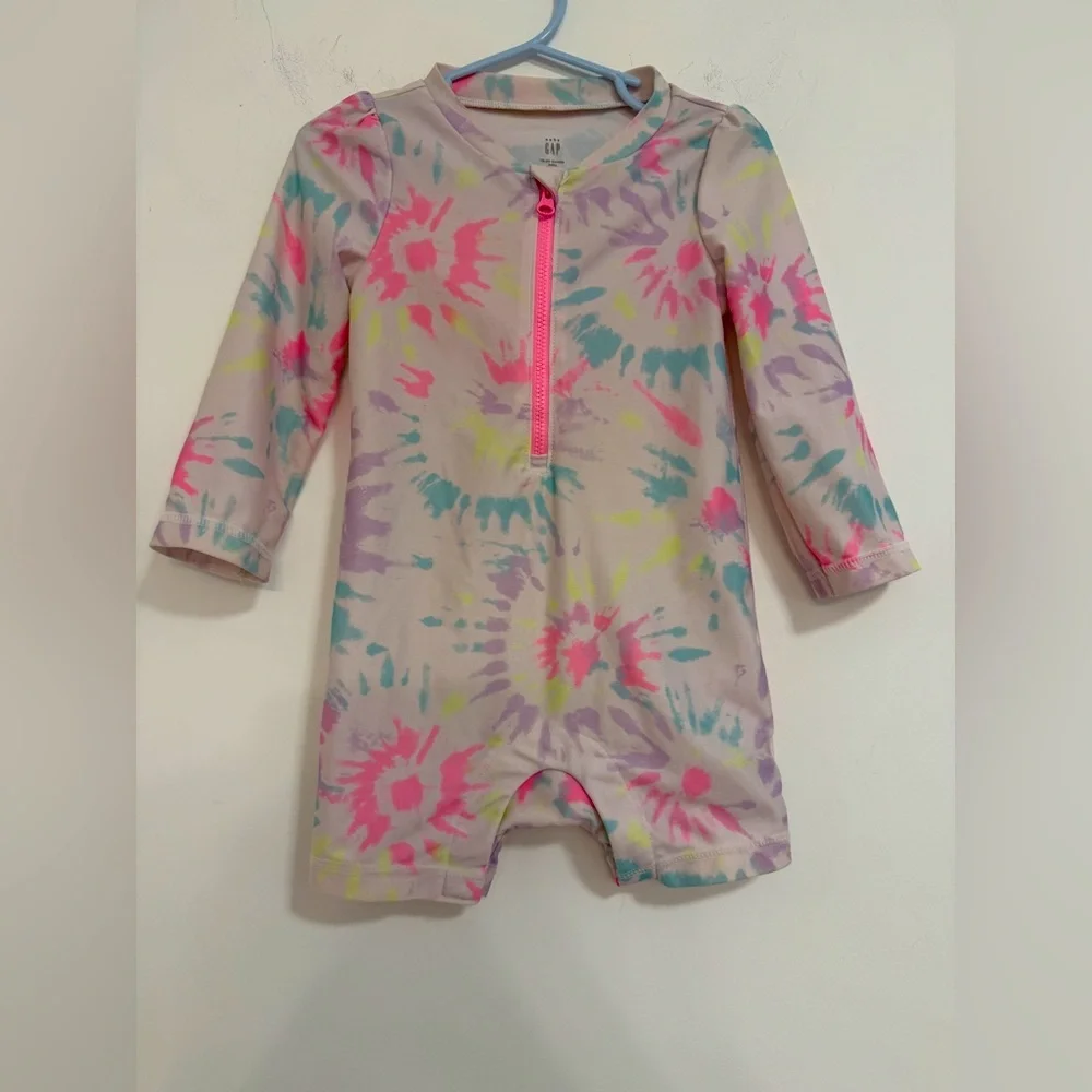 Gap Baby Tie-Dye Long Sleeve Swimsuit - Pink/Multicolor